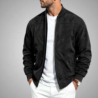 Giacca Bomber Uomo in Effetto Camoscio con Zip