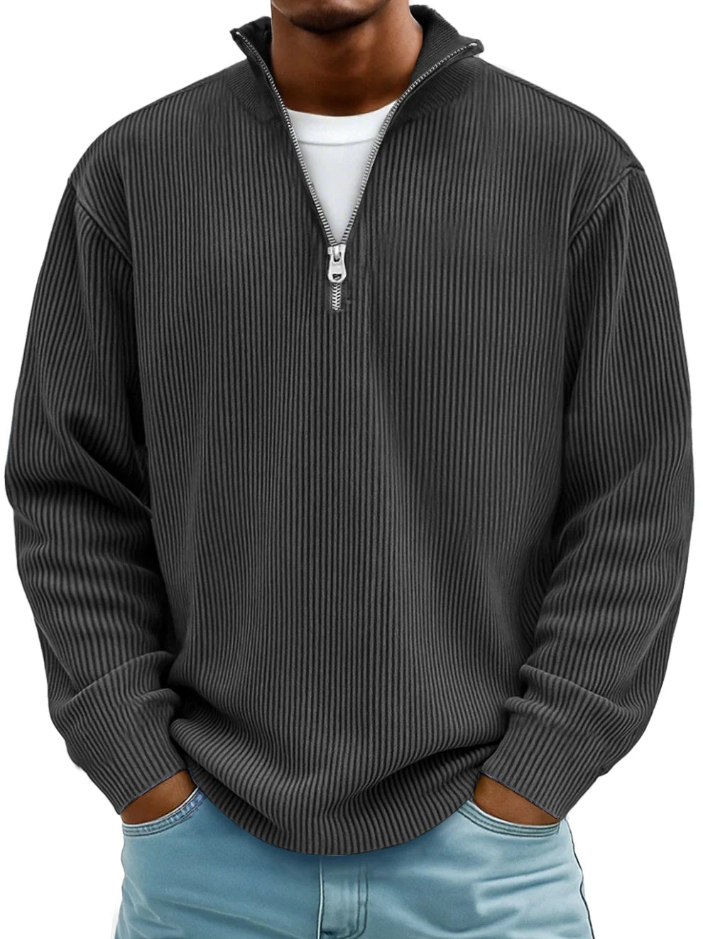 Ephraim | Maglione a righe con maniche lunghe e zip frontale