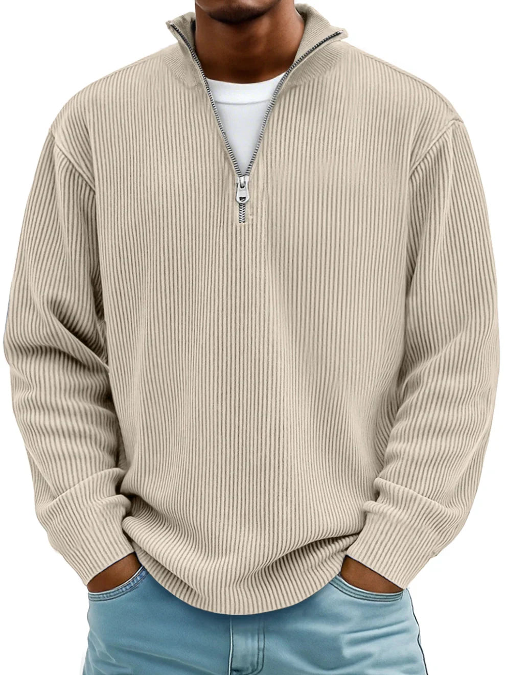 Ephraim | Maglione a righe con maniche lunghe e zip frontale