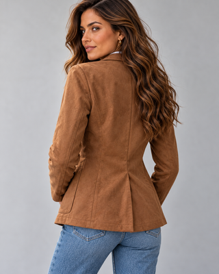 Giulia | Blazer Sciancrato Effetto Scamosciato con Tasche e Bottoni