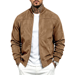 Giacca Bomber Uomo in Effetto Camoscio con Zip