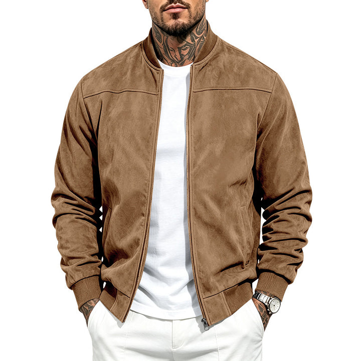 Giacca Bomber Uomo in Effetto Camoscio con Zip
