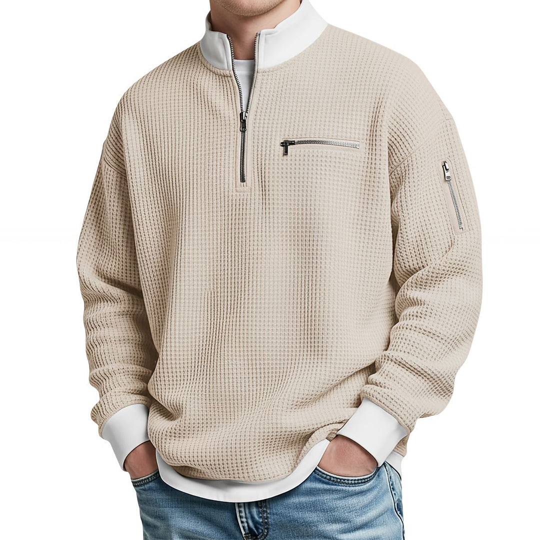 Joenard | Maglione a coste con mezza zip