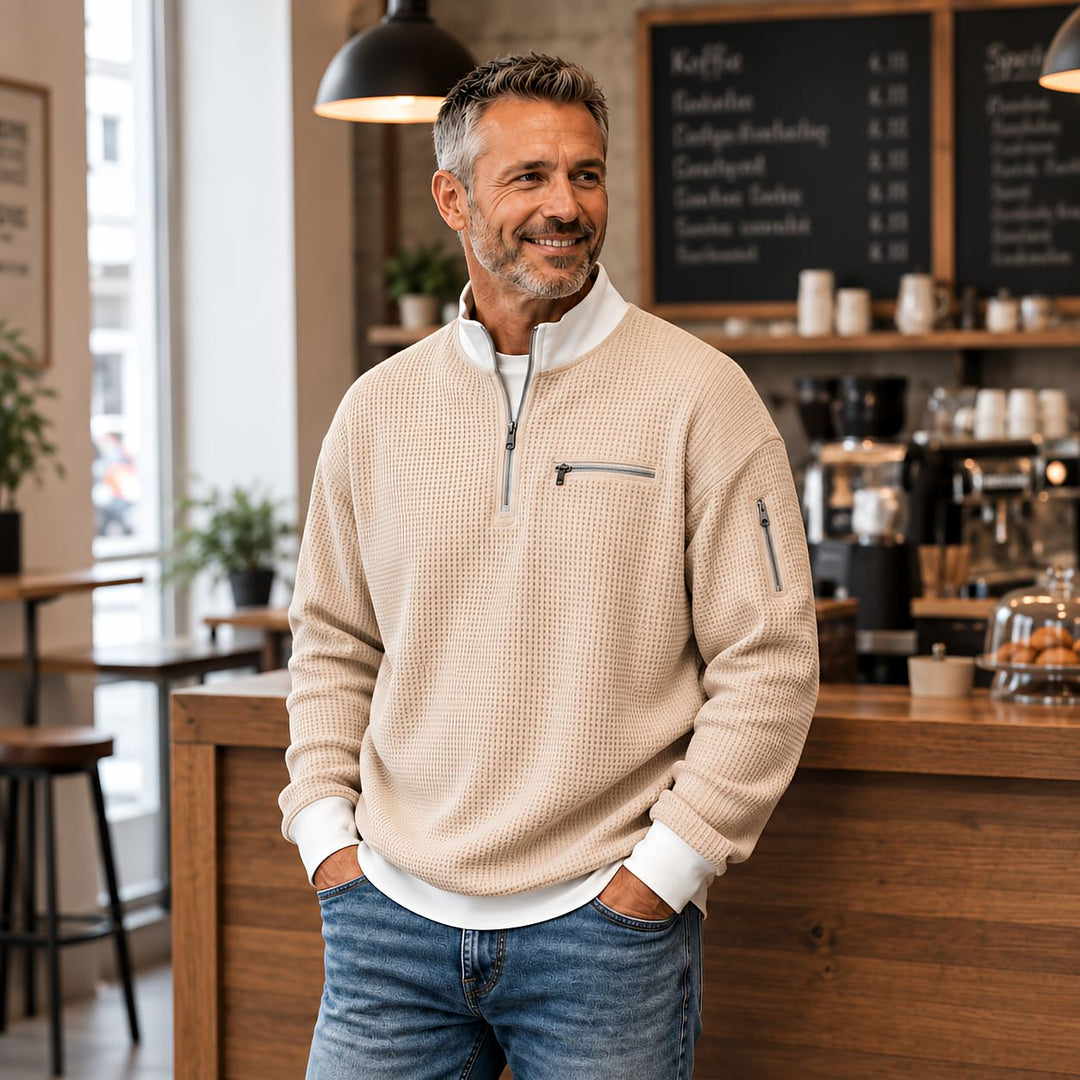 Joenard | Maglione a coste con mezza zip