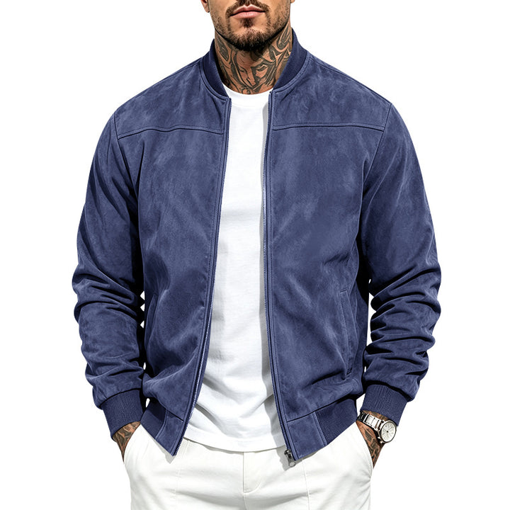 Giacca Bomber Uomo in Effetto Camoscio con Zip