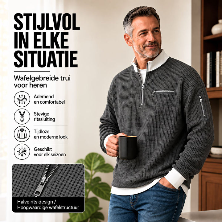 Joenard | Maglione a coste con mezza zip
